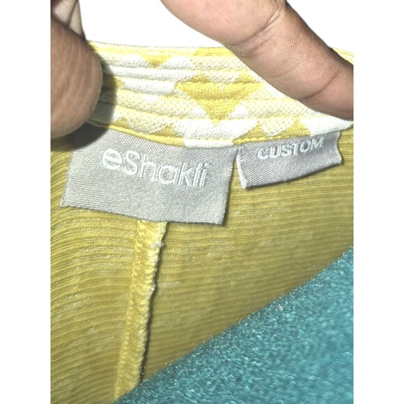 eShakti Midi Size M Yellow White Shift Raised Jacquard Pattern Party Dress - Picture 2 of 6